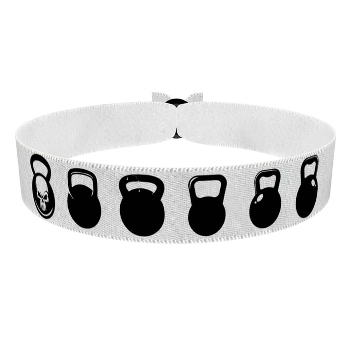 Zum Produkt Fitness Stoffarmband mit Kettlebell Motiv für aktiven Lifestyle