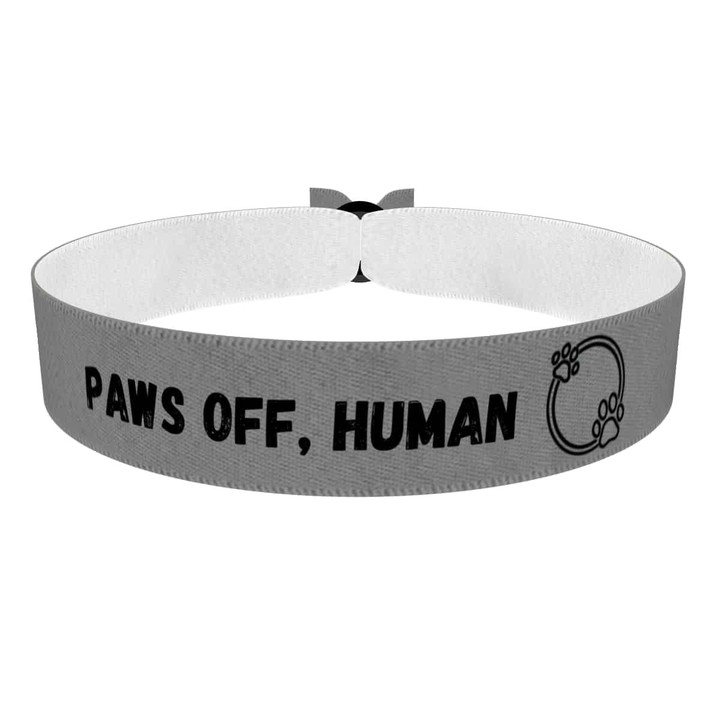 Zum Produkt Stoffarmband mit Motiv Paws Off Human für Hundeliebhaber