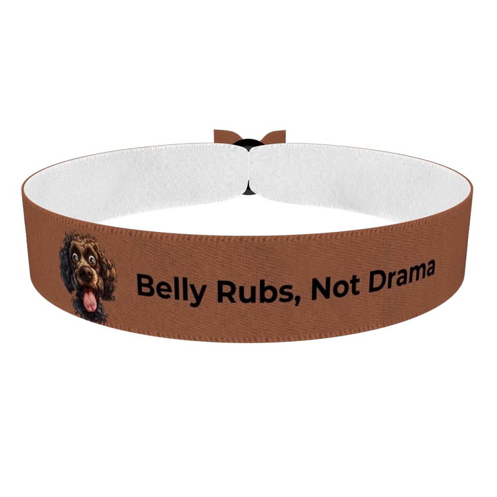 Zum Produkt Stoffarmband mit Belly Rubs Not Drama Motiv für Hundeliebhaber