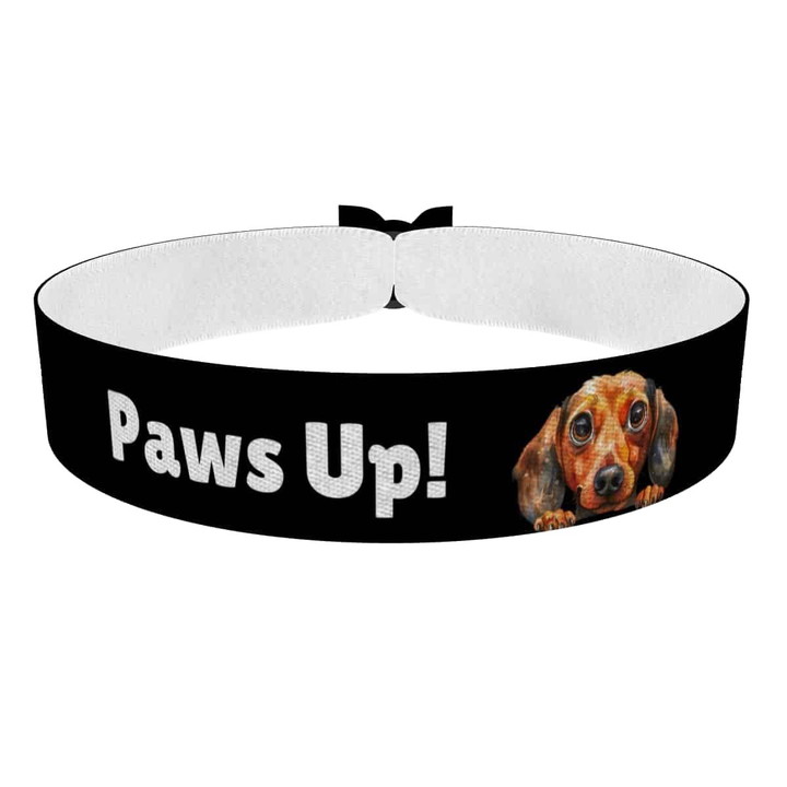 Zum Produkt Stoffarmband mit Paws Up Motiv für Hundeliebhaber