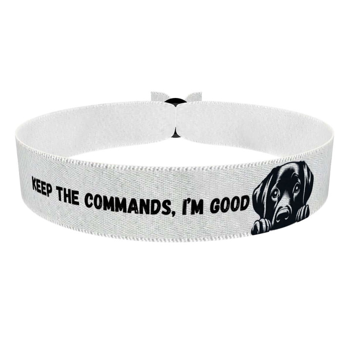 Zum Produkt Stoffarmband mit Hundemotiv Keep the Commands I'm Good