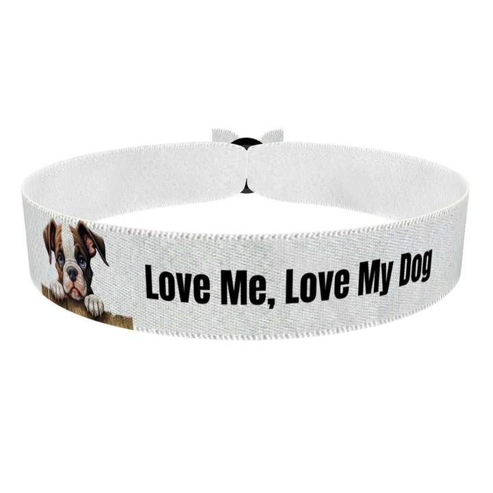 Zum Produkt Stoffarmband Love Me Love My Dog für Hundeliebhaber