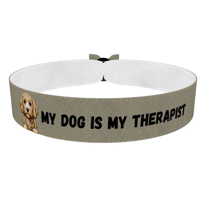 Zum Produkt Stoffarmband mit Aufschrift My Dog is My Therapist für Hundeliebhaber