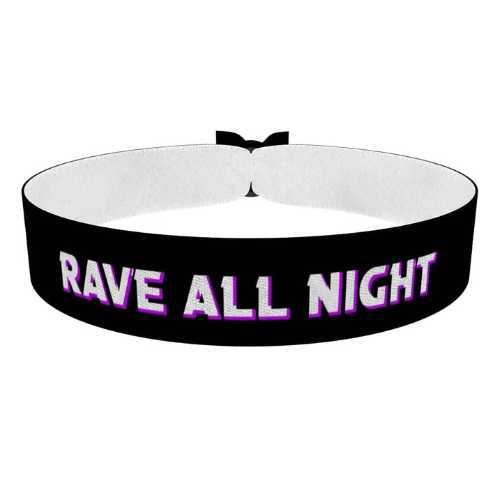 Zum Produkt Stoffarmband Rave All Night für Techno-Fans