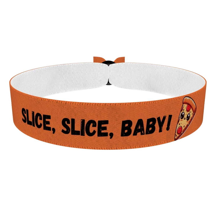 Zum Produkt Stoffarmband Slice Slice Baby mit Pizza Motiv für Food Fans