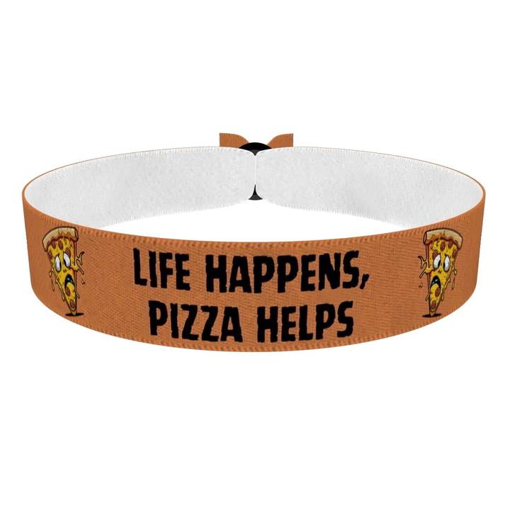 Zum Produkt Stoffarmband Life Happens Pizza Helps für Food & Drinks Fans