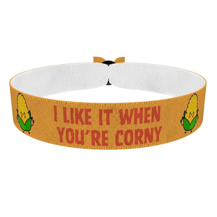 Zum Produkt Stoffarmband mit corny Motiv I like it when you're corny