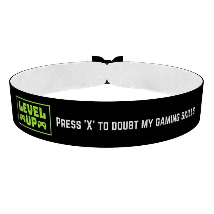 Zum Produkt Stoffarmband Level Up Gaming Skills für Gamer