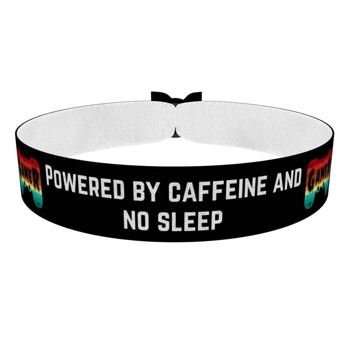 Zum Produkt Stoffarmband Powered by Caffeine and No Sleep Gamer