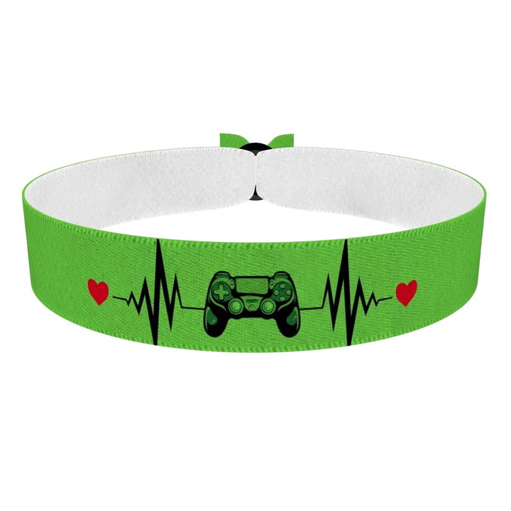 Zum Produkt Gamer Stoffarmband mit Controller und Herzmotiv