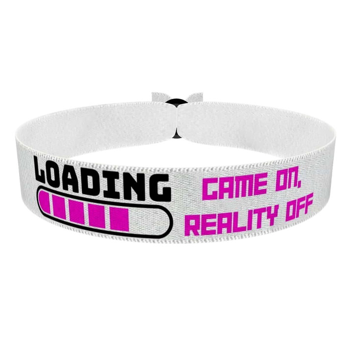Zum Produkt Stoffarmband Loading Game On Reality Off für Gamer