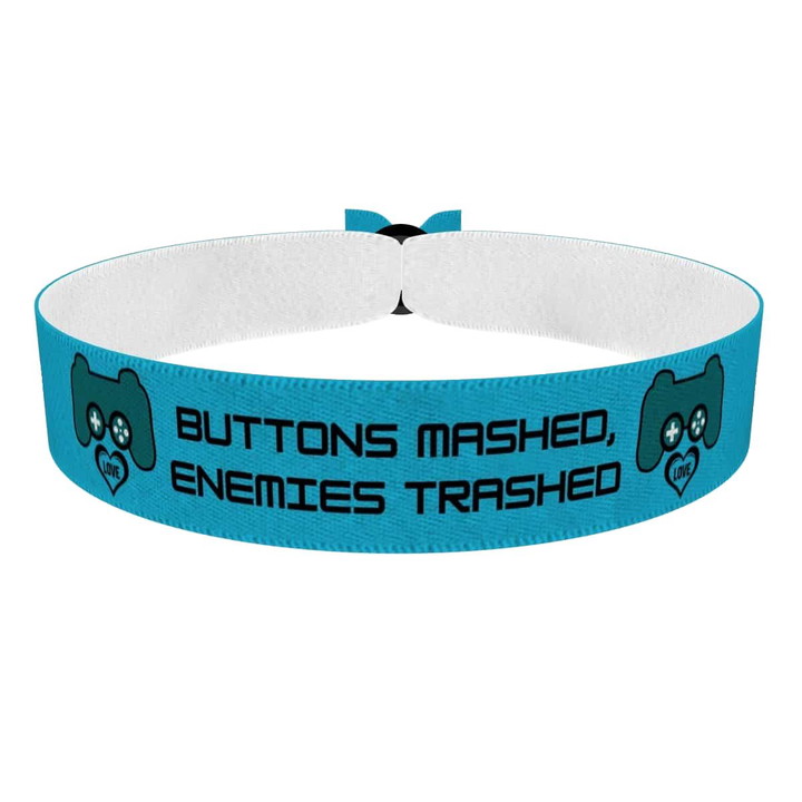 Zum Produkt Stoffarmband Gamer Buttons Mashed Enemies Trashed