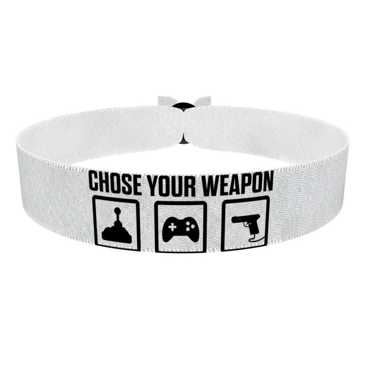 Zum Produkt Stoffarmband mit Gamer Motiv Chose Your Weapon