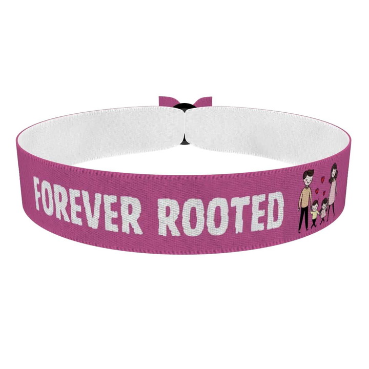 Zum Produkt Stoffarmband mit Forever Rooted Motiv für Familie und Freunde