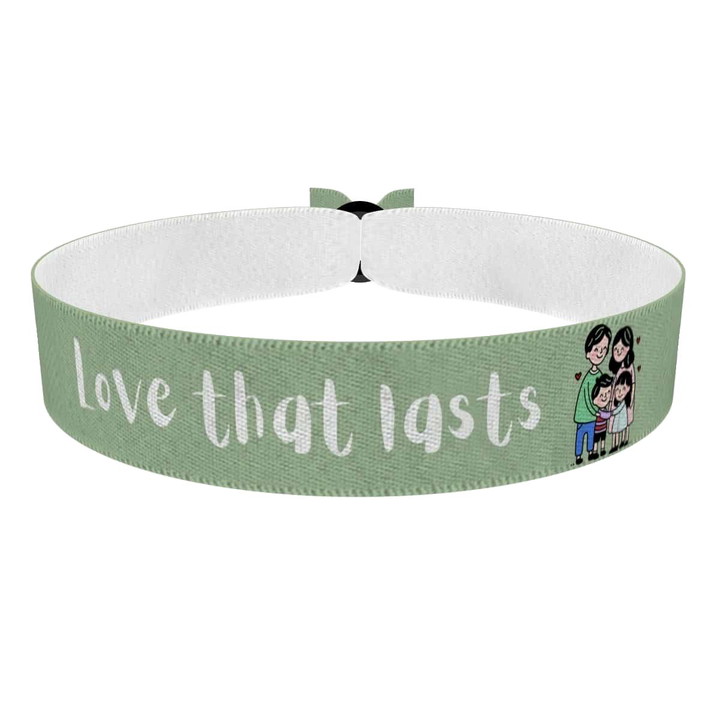 Zum Produkt Stoffarmband mit dem Motiv Liebe, die bleibt
