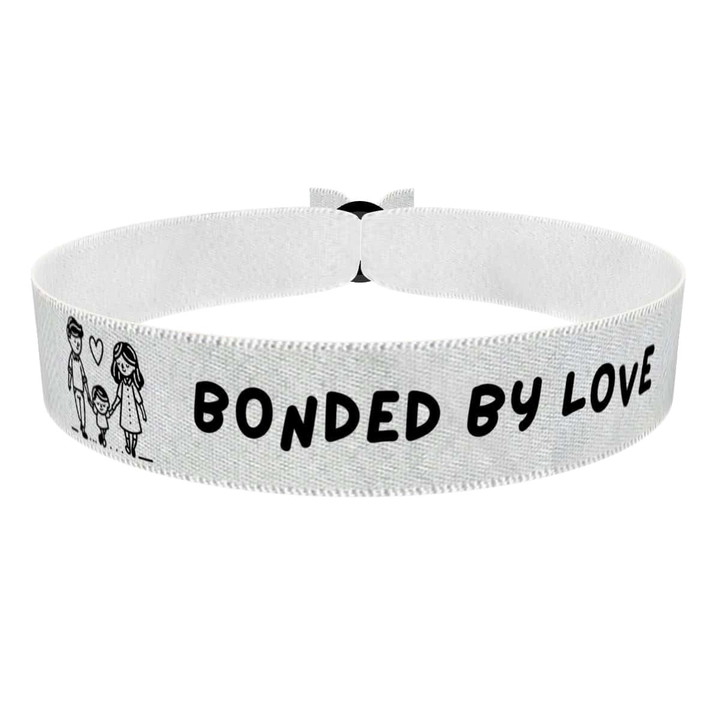 Zum Produkt Stoffarmband mit Motiv Bonded by Love für Familie und Freunde