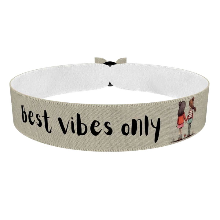 Zum Produkt Stoffarmband mit Best Vibes Only Motiv für Familie und Freunde