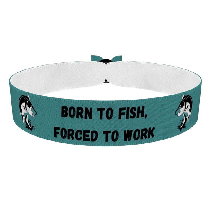 Zum Produkt Stoffarmband Born to Fish Forced to Work für Angler