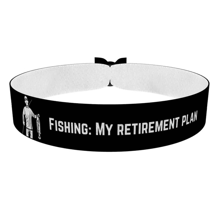 Zum Produkt Stoffarmband mit Fishing My Retirement Plan Motiv für Angler