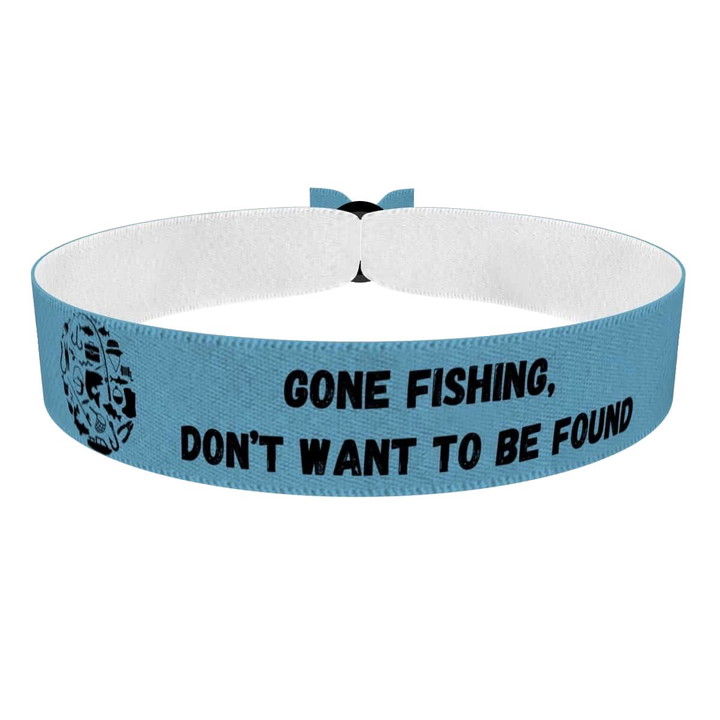 Zum Produkt Stoffarmband Angelmotiv Gone Fishing Don't Want to Be Found