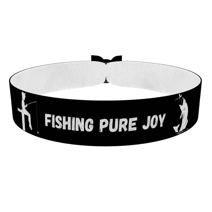 Zum Produkt Stoffarmband Angeln Motiv mit Fisch und Angelgerät
