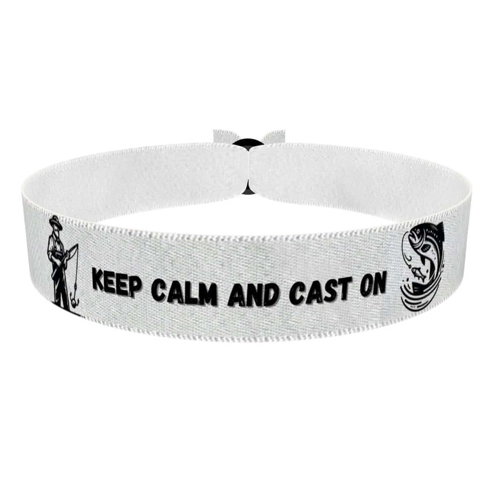 Zum Produkt Stoffarmband mit Keep Calm und Angeln Motiv