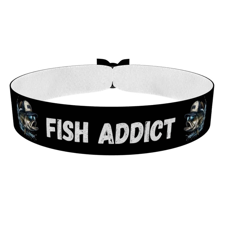 Zum Produkt Stoffarmband Fish Addict für Angler und Wassersportliebhaber
