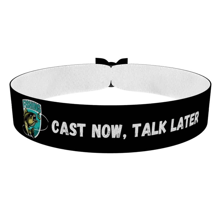 Zum Produkt Stoffarmband Fishing Cast Now Talk Later für Angler