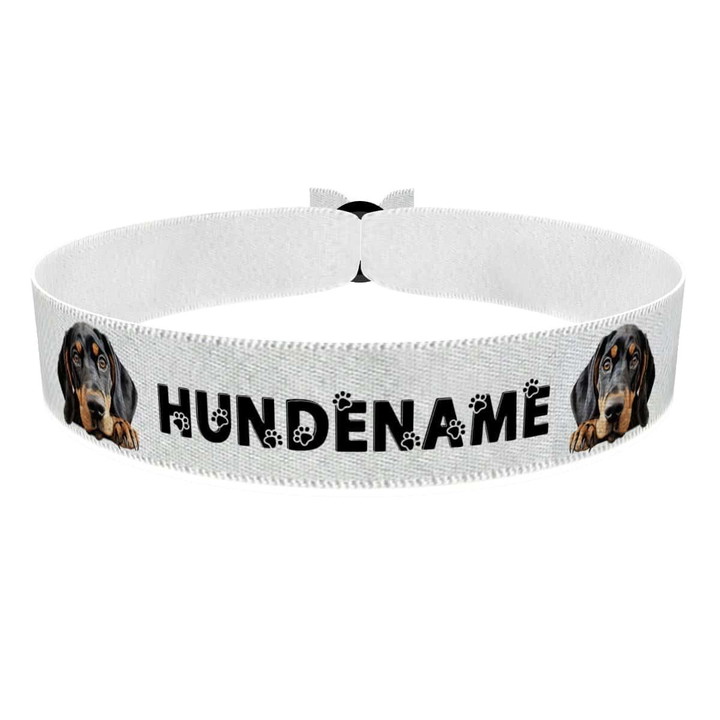 Zum Produkt Black and tan Coonhound Stoffarmband anpassbar mit Name