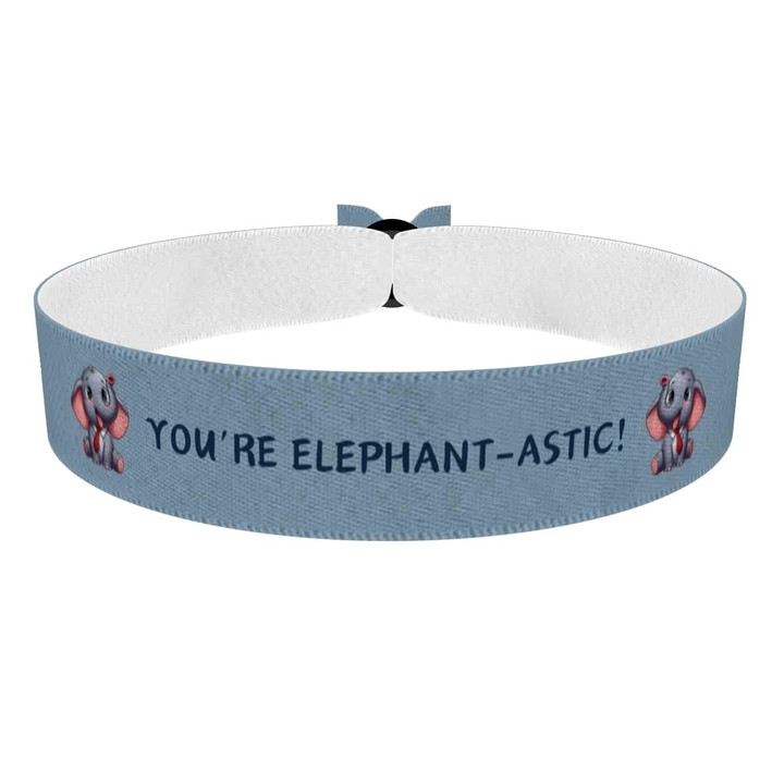 Zum Produkt Elefant Motiv Stoffarmband für tierliebende Fashionistas