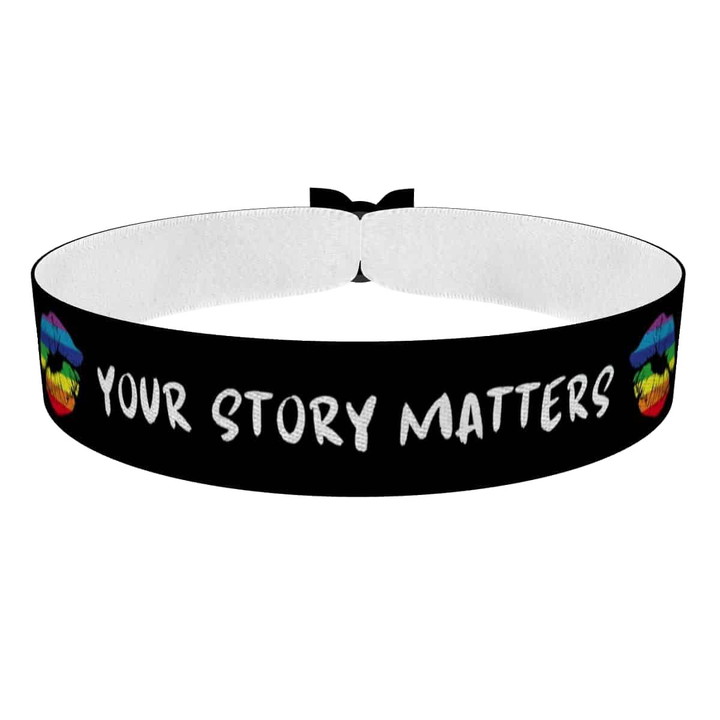 Zum Produkt Lippenstift Regenbogenmotiv Stoffarmband