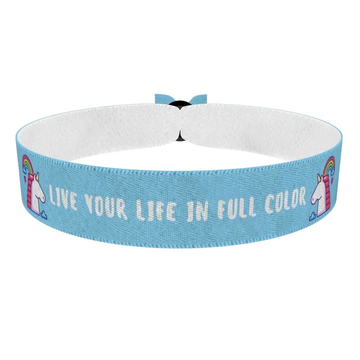 Zum Produkt Regenbogen Einhorn Motiv Stoffarmband