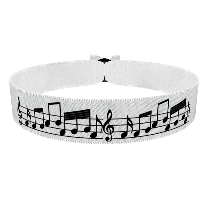 Zum Produkt Notenmelodien auf Schwarz weißem Hintergrund Stoffarmband