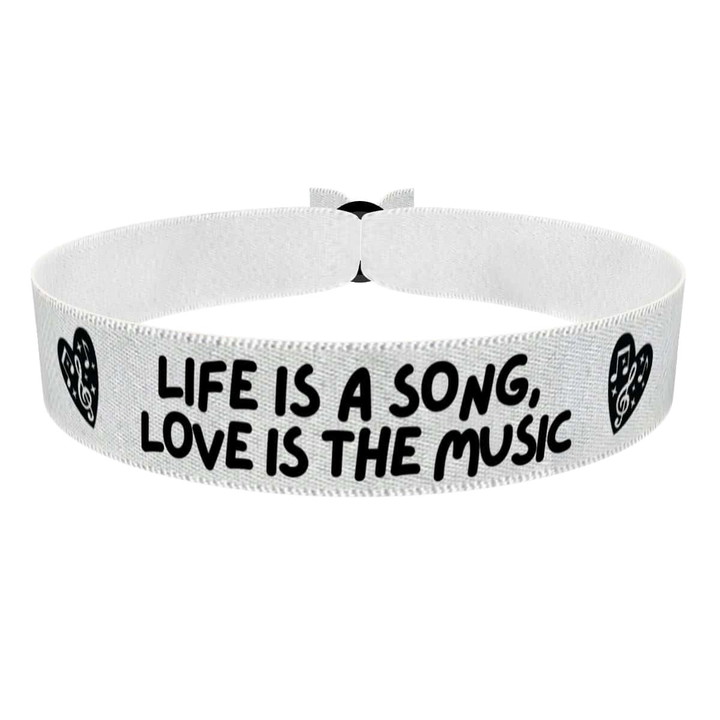 Zum Produkt Life is a song love is the music Stoffarmband