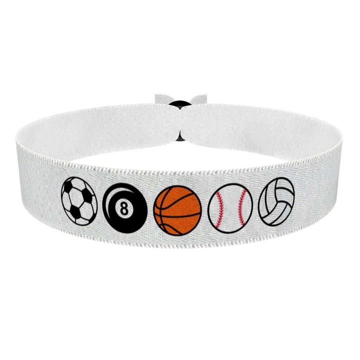 Zum Produkt Sportliches Stoffarmband Fußball Basketball Baseball Volleyball Motiv