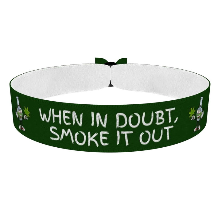 Zum Produkt Stoffarmband mit lustigem Kiffer-Motiv für Weed-Liebhaber