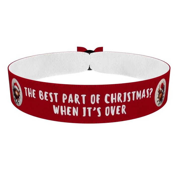 Zum Produkt Stoffarmband Weihnachtsmotiv mit niedlichem Weihnachtsmann