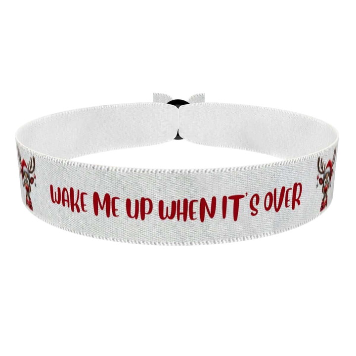 Zum Produkt Witziges Rentier mit Weihnachts-Hut Stoffarmband