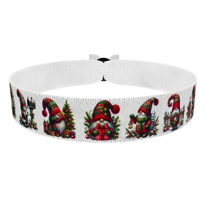 Zum Produkt Weihnachtliche Gnome mit festlichen Motiven Stoffarmband