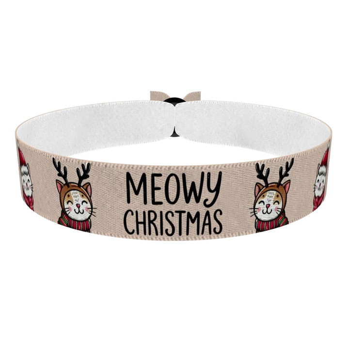 Zum Produkt Schneeflocken und Weihnachtskatzen Stoffarmband