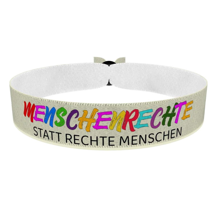 Zum Produkt Menschenrechte statt rechte Menschen Stoffarmband