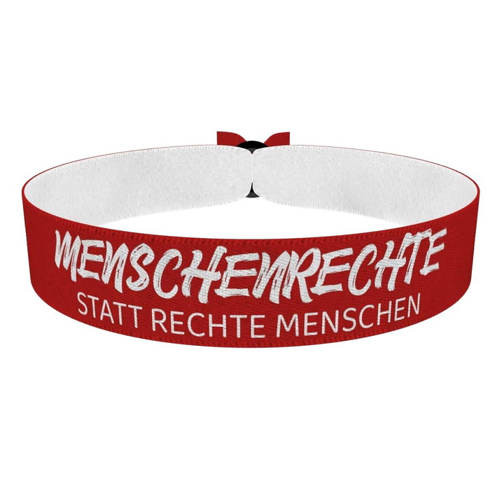 Zum Produkt Menschenrechte statt rechte Menschen Stoffarmband rot