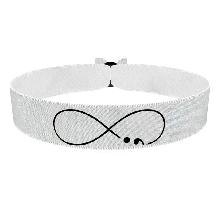 Zum Produkt Unendlich Continue Stoffarmband weiß