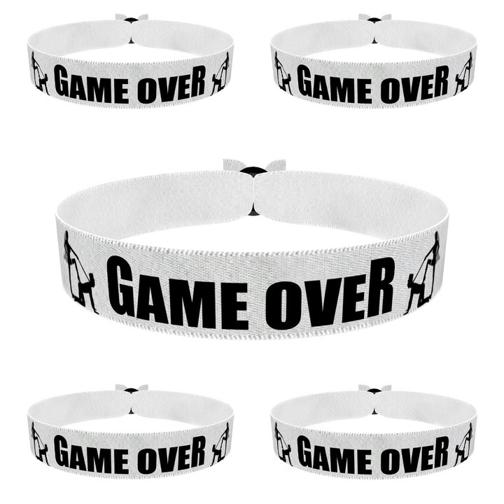 Zum Produkt 5er Set Junggesellenabschied Game Over JGA Stoffarmbänder