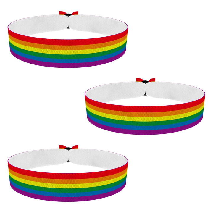Zum Produkt 3 x LGBTQ Regenbogen Stoffarmband