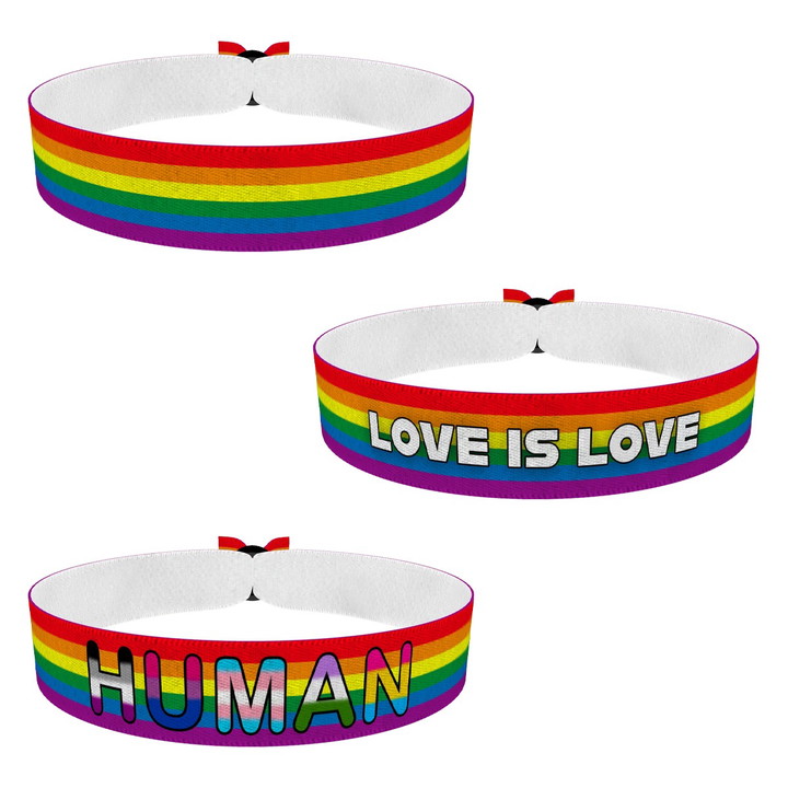 Zum Produkt 3er Set LGBTQ Regenbogen Stoffarmband