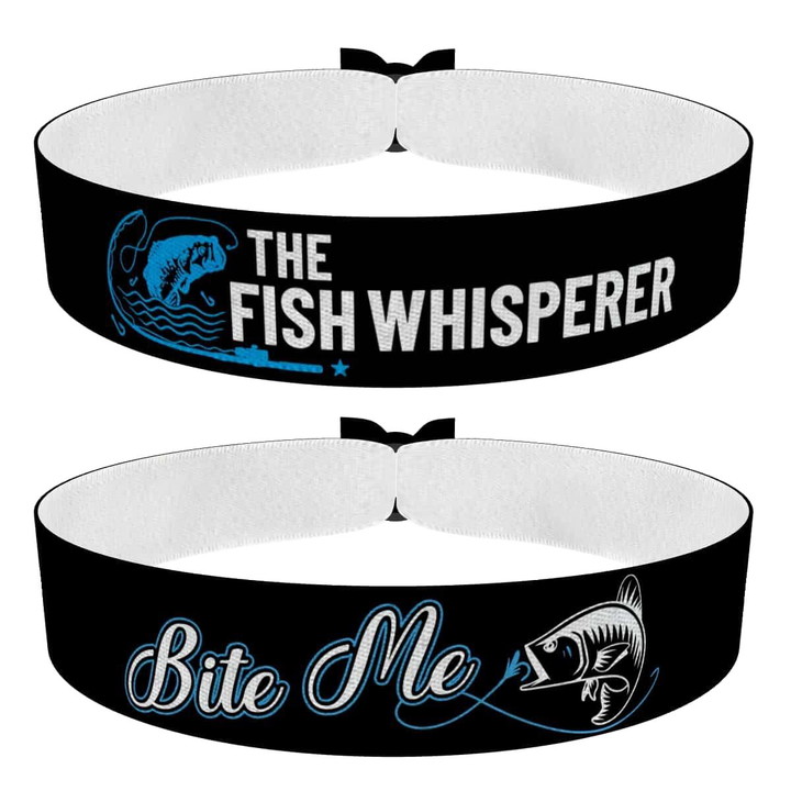 Zum Produkt Zwei Stoffarmbänder Set Fish Whisperer und Bite Me