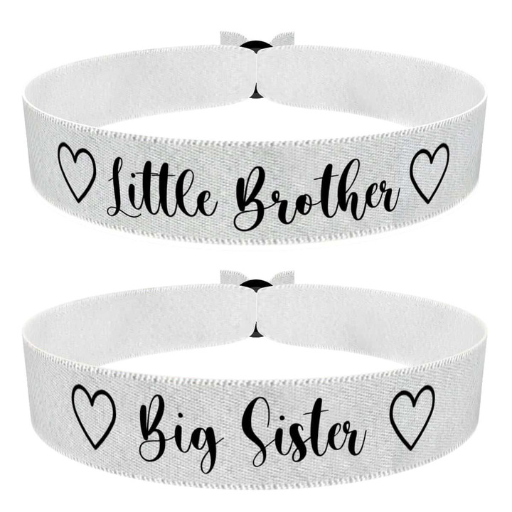 Zum Produkt 2er Set Little Brother und Big Sister Stoffarmbänder weiß