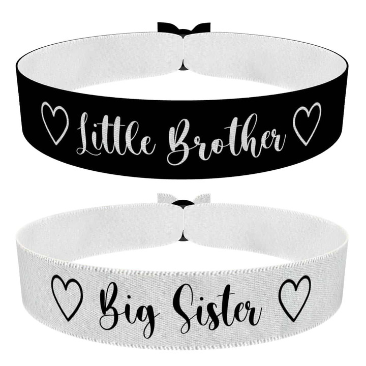 Zum Produkt 2er Set Little Brother und Big Sister Stoffarmbänder schwarz und weiß