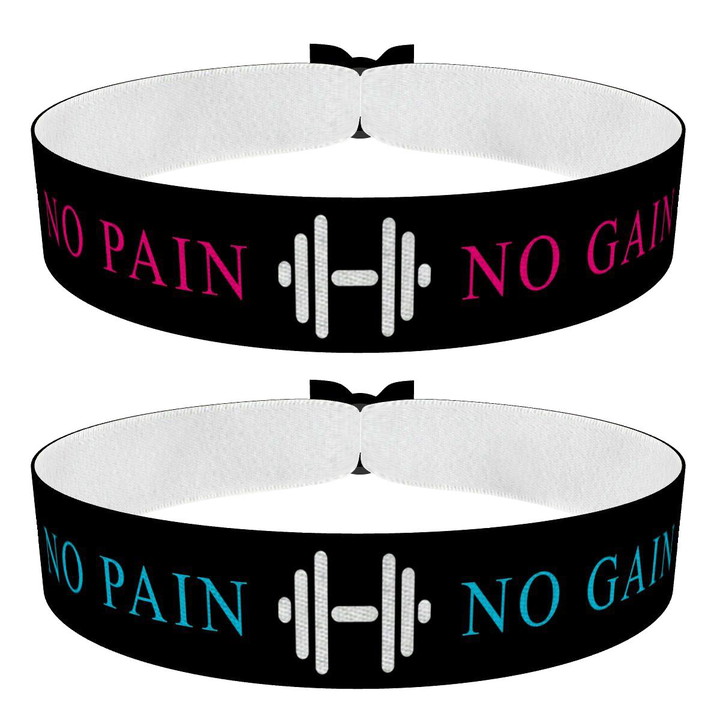 Zum Produkt 2er Set No Pain No Gain Stoffarmbänder in Pink und Blau